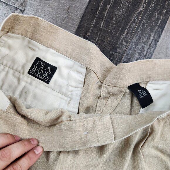 Mens Jos A Bank Travel Collection size 40 Linen Pleated Shorts - Picture 4 of 10